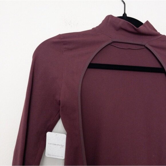 NWT Free People Like I Do Backless Cutout Mockneck Top M/L Mauve Wine Stretch - Picture 10 of 10